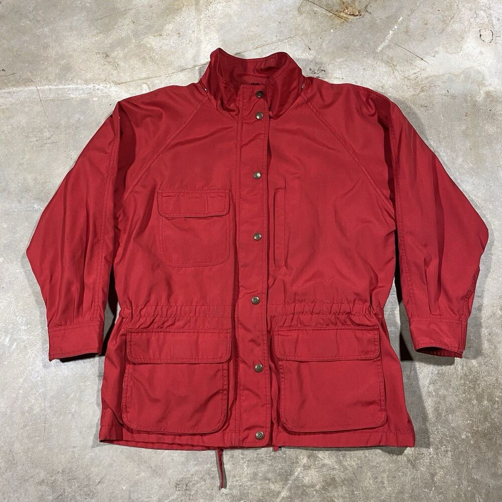 VTG Eddie Bauer Red Plaid Lined Field Parka Jacket Women’s L Petite 80s